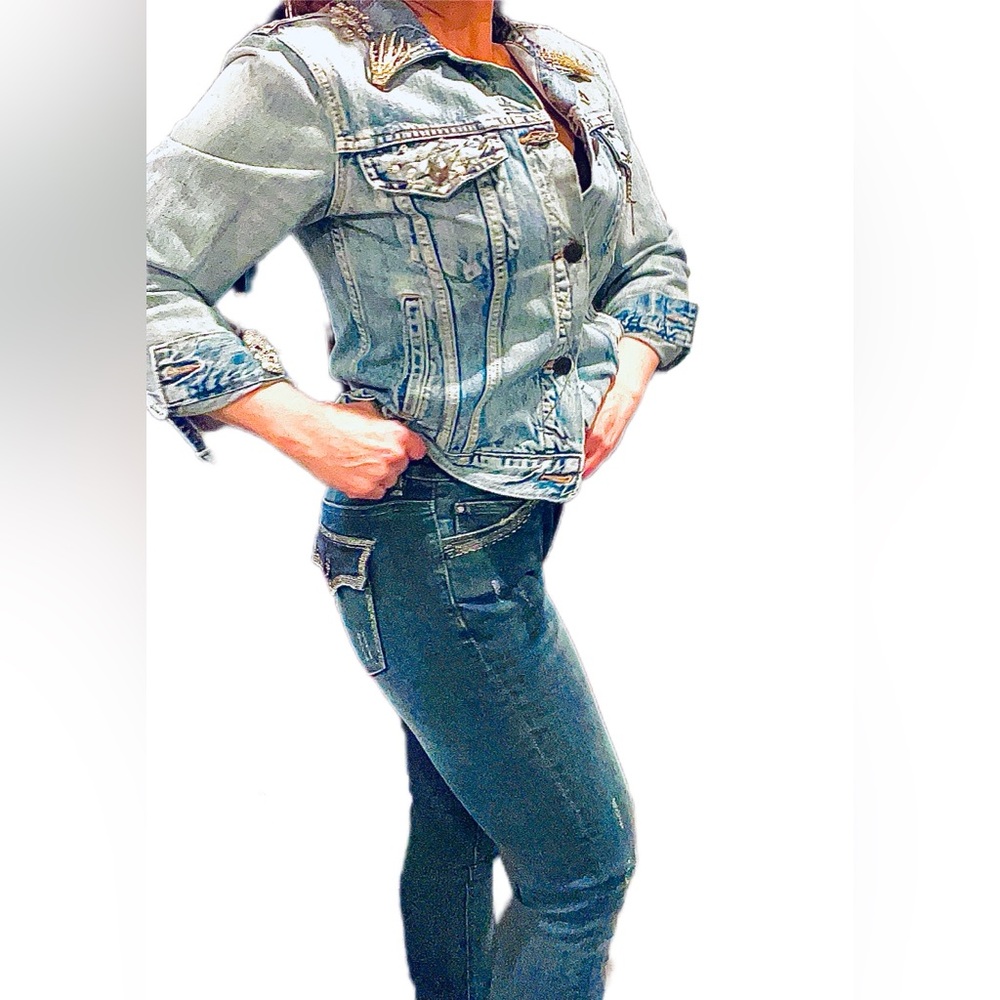 Women's Vintage Y2K Buffalo jeans crystal lined pockets low rise stretch skinny